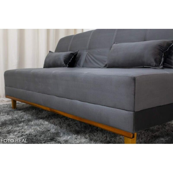Sof Cama Madrid Veludo Cinza 2303 Larg. 1.80m - Molas Bonnel