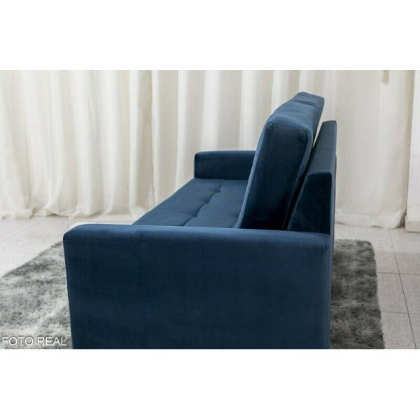 Sof 3 lugares Living ustria Veludo Azul A16 Larg. 1.70m