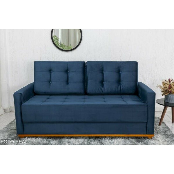 Sof 3 lugares Living ustria Veludo Azul A16 Larg. 1.70m