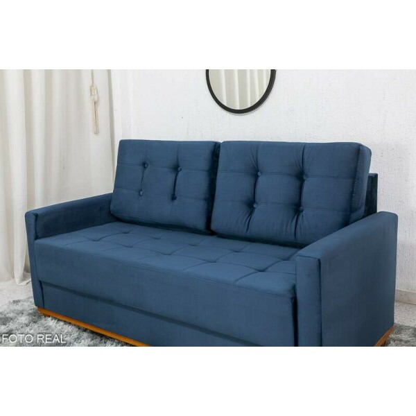 Sof 3 lugares Living ustria Veludo Azul A16 Larg. 1.70m