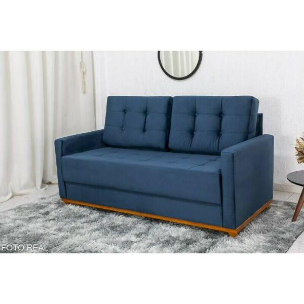 Sof 3 lugares Living ustria Veludo Azul A16 Larg. 1.70m