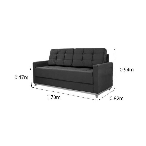 Sof 3 lugares Living ustria Veludo Azul A16 Larg. 1.70m