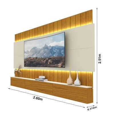 Home Suspenso Soberano Ripado TV at� 85 Polegadas Larg. 2.60m C/LED Naturale/Off Gelius