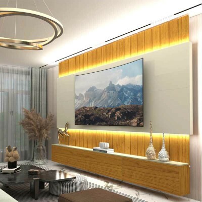 Home Suspenso Soberano Ripado TV at� 85 Polegadas Larg. 2.60m C/LED Naturale/Off Gelius