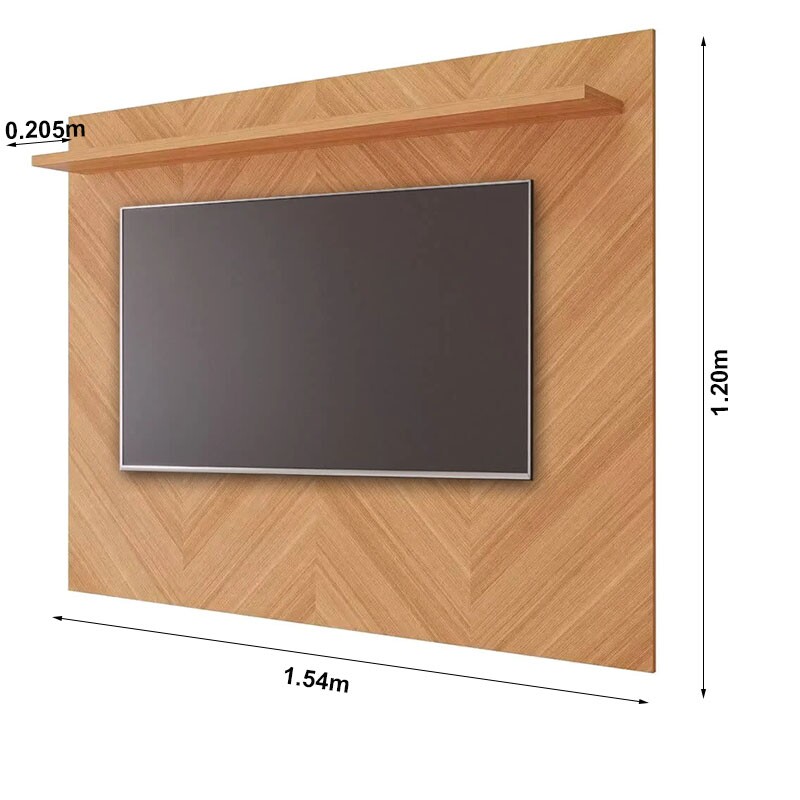 Painel Nature + Rack Grafite/nature Volpi 100% MDF Larg. 1.54m ...