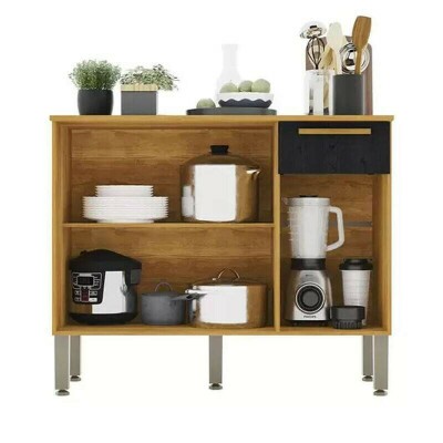 Balco Cozinha Madri Larg. 1.05m Cinamomo/Preto Sallto