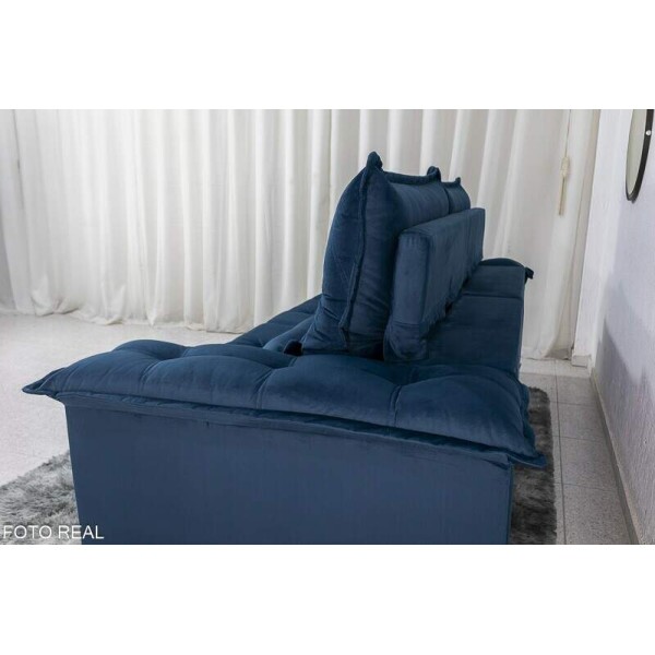 Sof Retrtil Reclinvel Califrnia 2.50m Veludo Azul 529 - D28 Hiper soft