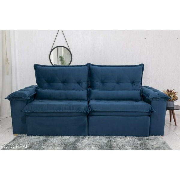 Sof Retrtil Reclinvel Califrnia 2.50m Veludo Azul 529 - D28 Hiper soft