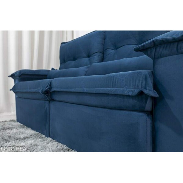 Sof Retrtil Reclinvel Califrnia 2.50m Veludo Azul 529 - D28 Hiper soft