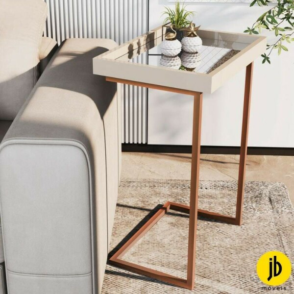 Mesa de Apoio 4774 Luxo Prola c/Espelho Ps Bronze - JB Bechara