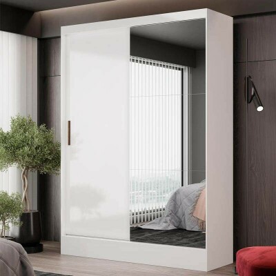 Guarda-Roupa Solteiro Santiago Plus Com Espelho 2 Portas Larg. 1.31m Branco Carioca Mveis
