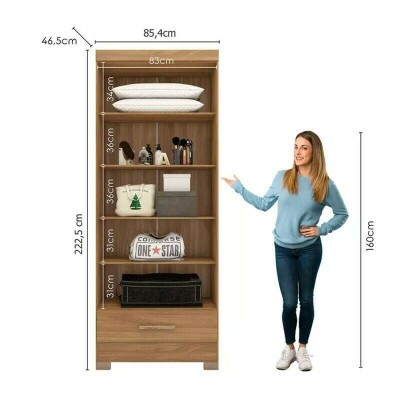 Roupeiro Solteiro Smart Plus (GR2123) Cinamomo 2 Portas 1 Gaveta C/ Ps Larg. 0.85m - Rodial Mveis
