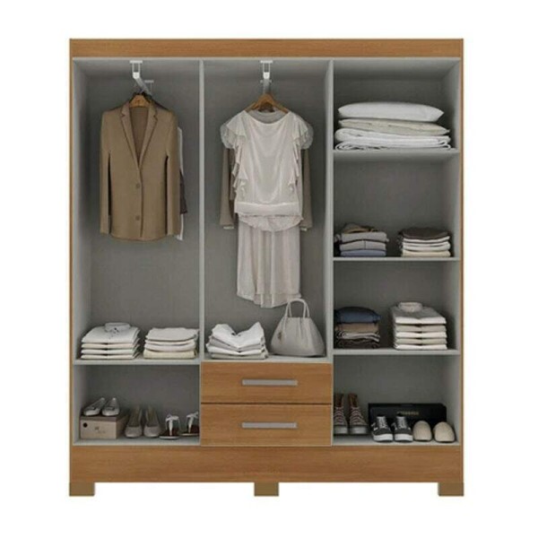 Guarda-Roupa Solteiro Natal 6 Portas 2 Gavetas Larg. 1.35m (GR6223) Cinamomo Com Ps Rodial Mveis