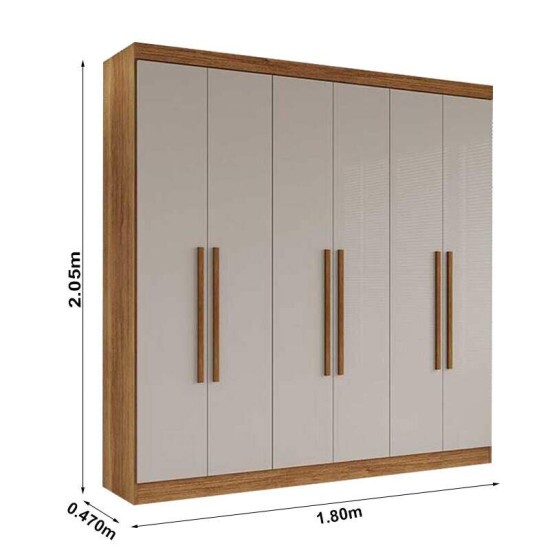 Guarda-roupa Casal Recife Cinamomo/Off 6 Portas Larg. 1.80m - Sall�to