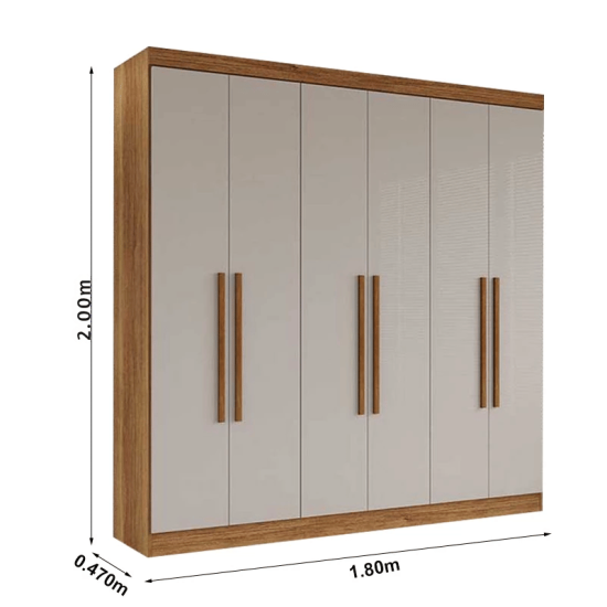 Guarda-roupa Casal 1,80m Recife Cinamomo/Off 6 Portas - Sall�to