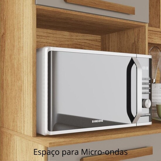 Arm�rio Cozinha Ac�cia Larg. 2.18m Cinamomo/Off 8 Portas 2 Gavetas - Sall�to