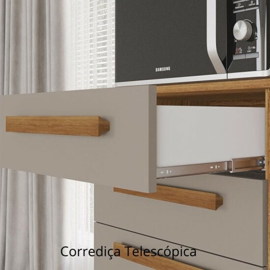 Arm�rio Cozinha Ac�cia Larg. 2.18m Cinamomo/Off 8 Portas 2 Gavetas - Sall�to