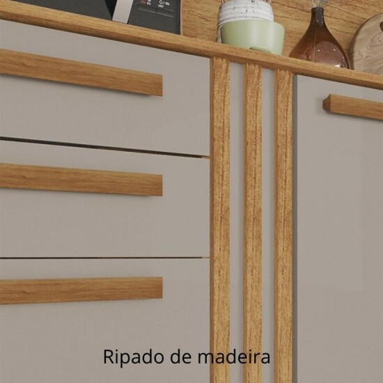 Arm�rio Cozinha Ac�cia Larg. 2.18m Cinamomo/Off 8 Portas 2 Gavetas - Sall�to