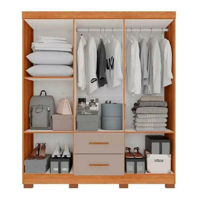 Roupeiro Solteiro Estrela Cinamomo/Off 6 Portas 2 Gavetas C/ P�s Larg. 1.50m - Sall�to