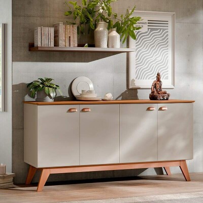 Buffet para Sala Atlanta III Larg. 1.64m Off White/Nature Tebarrot