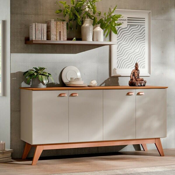 Buffet para Sala Atlanta III Larg. 1.64m Off White/Nature Tebarrot