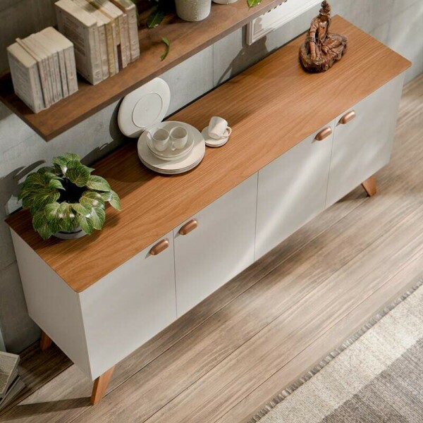 Buffet para Sala Atlanta III Larg. 1.64m Off White/Nature Tebarrot