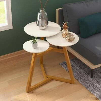 Mesa Lateral Classic 3 Tampos Off White/Nature Tebarrot