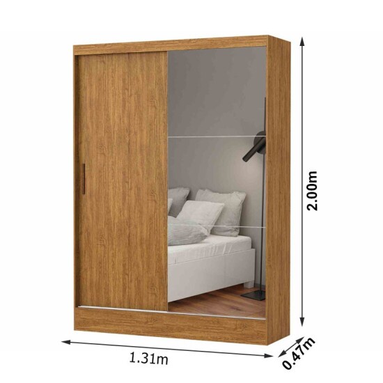 Guarda-Roupa Solteiro Santiago Plus Com Espelho 2 Portas Larg. 1.31m Cinamomo Carioca M�veis