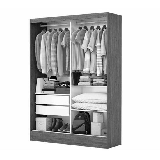 Guarda-Roupa Solteiro Santiago Plus Com Espelho 2 Portas Larg. 1.31m Cinamomo Carioca M�veis