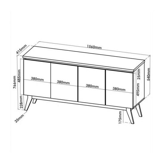 Buffet Filipe com 4 Portas larg. 1.56m Mel/Preto Viero