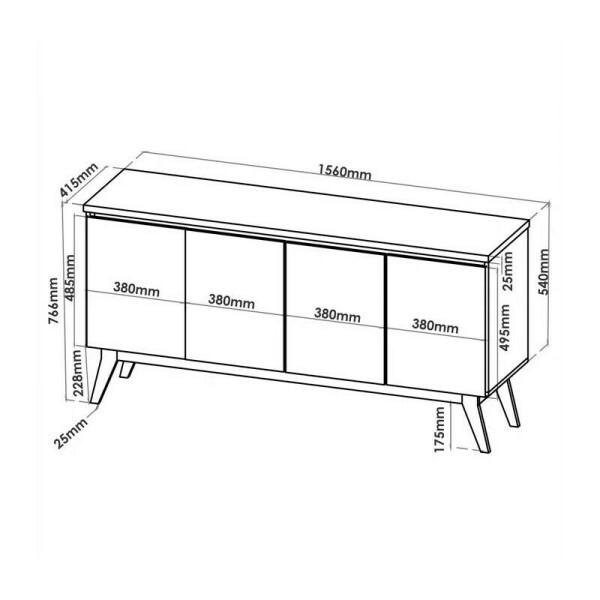 Buffet Filipe com 4 Portas larg. 1.56m Mel/Preto Viero