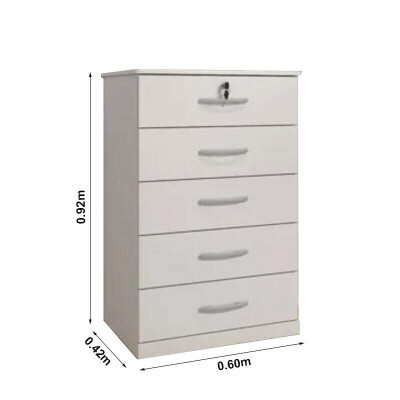 Cmoda 5 Gavetas Vane 013 Larg. 0.60m Branco JL Mveis.