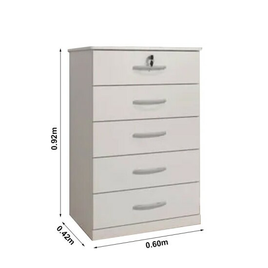 C�moda 5 Gavetas Vane 013 Larg. 0.60m Branco JL M�veis.