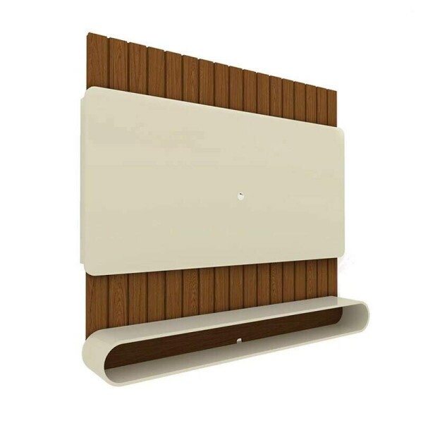 Home Suspenso Prime Castanho/Off Ripado TV at 75 Polegadas Larg. 1.83m - Gelius