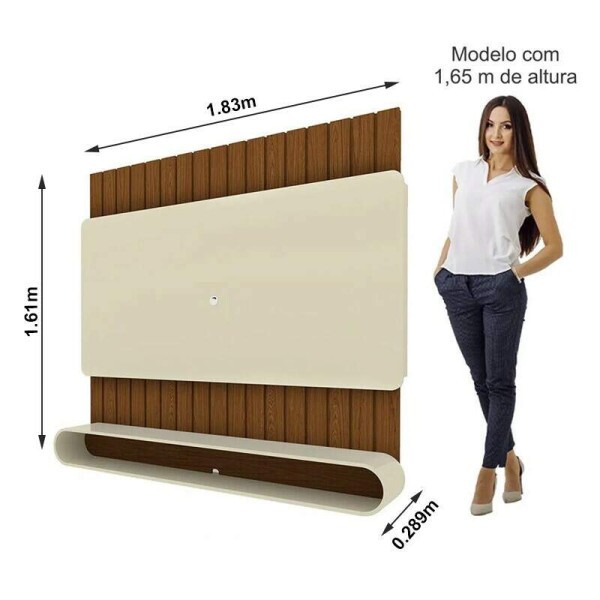 Home Suspenso Prime Castanho/Off Ripado TV at 75 Polegadas Larg. 1.83m - Gelius