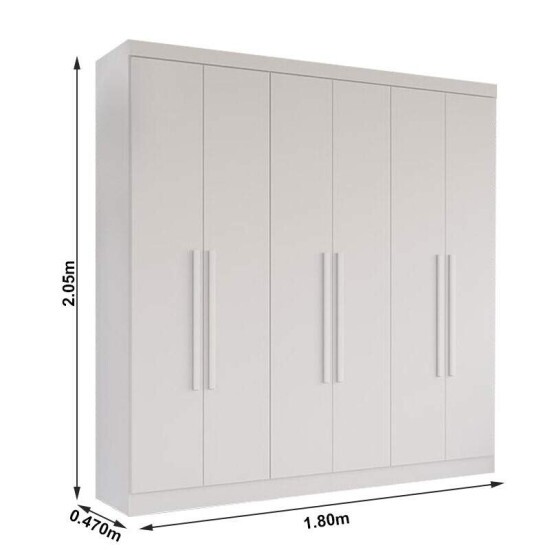 Roupeiro Recife Branco 6 Portas Larg. 1.80m - Sall�to