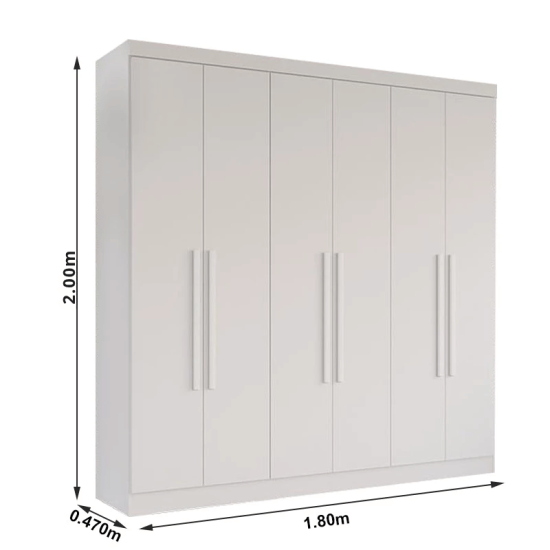 Guarda-roupa Casal 1,80m Recife Branco 6 Portas 2 Gavetas - Sall�to