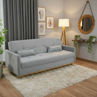 Sof� Cama Ipanema com Ba� Linho Cinza 2275 - Larg. 2.05m