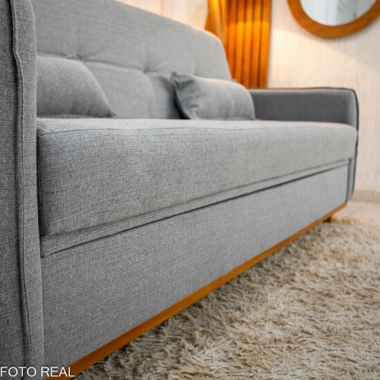 Sof� Cama Ipanema com Ba� Linho Cinza 2275 - Larg. 2.05m
