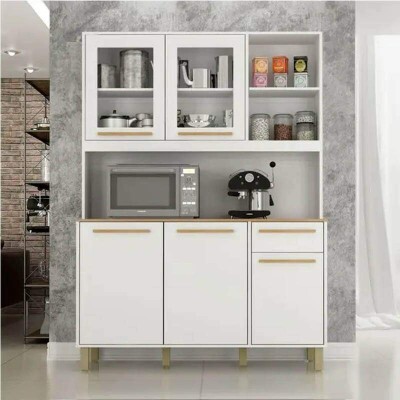 Arm�rio Cozinha Rubi Branco 5 Portas 1 Gaveta Larg. 1.20 m - Valdemoveis