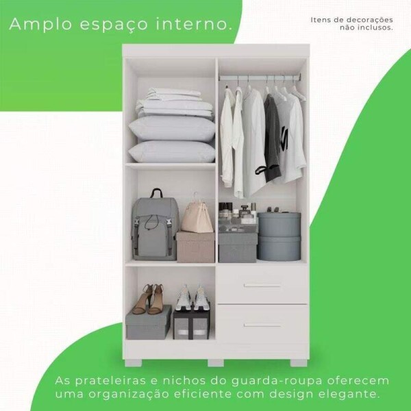 Guarda-Roupa Solteiro 4 portas Estrela Larg. 1.00m Branco Com Ps Sallto