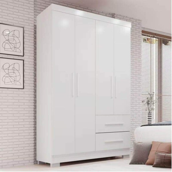 Guarda-Roupa Solteiro 4 portas Estrela Larg. 1.00m Branco Com Ps Sallto