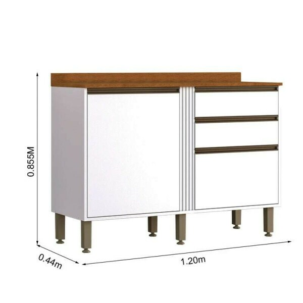 Areo Porta Correr Reflecta Valncia + Balco Cozinha Prola Larg. 1.20m Branco Sallto
