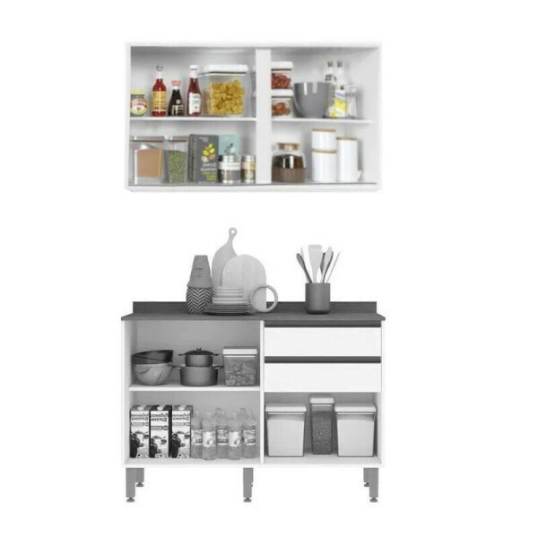 Areo Porta Correr Reflecta Valncia + Balco Cozinha Prola Larg. 1.20m Branco Sallto