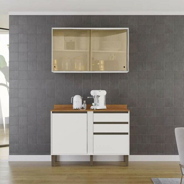 Areo Porta Correr Reflecta Valncia + Balco Cozinha Prola Larg. 1.20m Branco Sallto