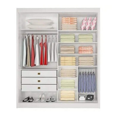 Guarda-Roupa Solteiro Santorini C/Detalhe Ripado 100% MDF 2 Portas Larg. 1.85m Branco D Doro