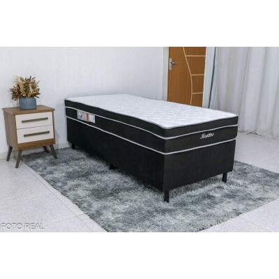 Base + Colcho Solteiro Krattos Preto D28 92x188x65 Nosso Sonho