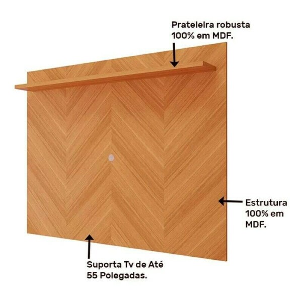 Painel Volpi Cinamomo + Rack Volpi Larg. 1.54m 100% MDF Off White/Cinamomo Permbili