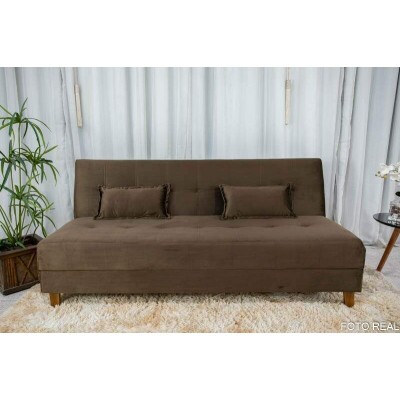 Sof 4 lugares e Sof Cama Casal Arpoador Veludo Marrom