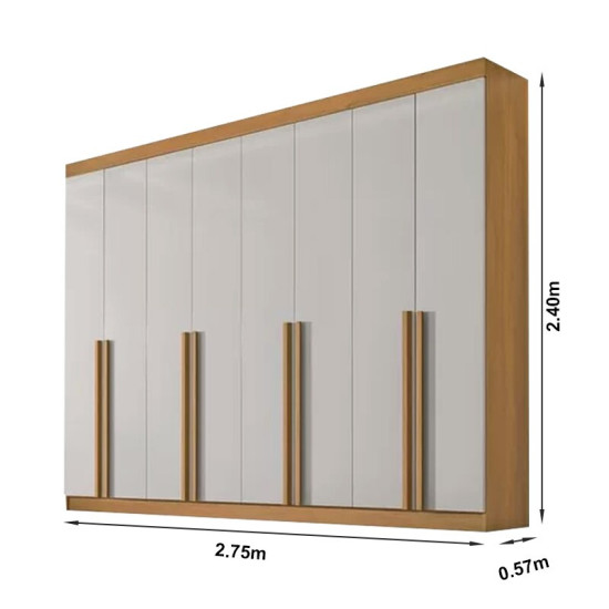 Guarda-roupa Casal 2,75m Daymond Cinamomo/Off 8 Portas 8 Gavetas 100% MDF - D Doro